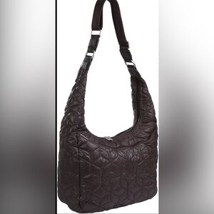Lassig Glam Banana Style Brown Quilted Puffer Shoulder Diaper Bag Tote Baby Mom